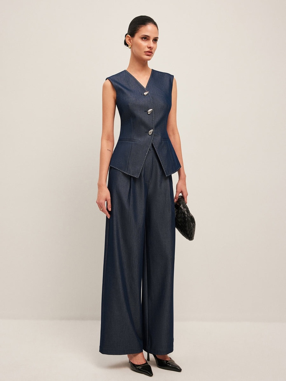 Commense High-Waisted Pleated Wide-Leg Pants - Picture 3 of 5